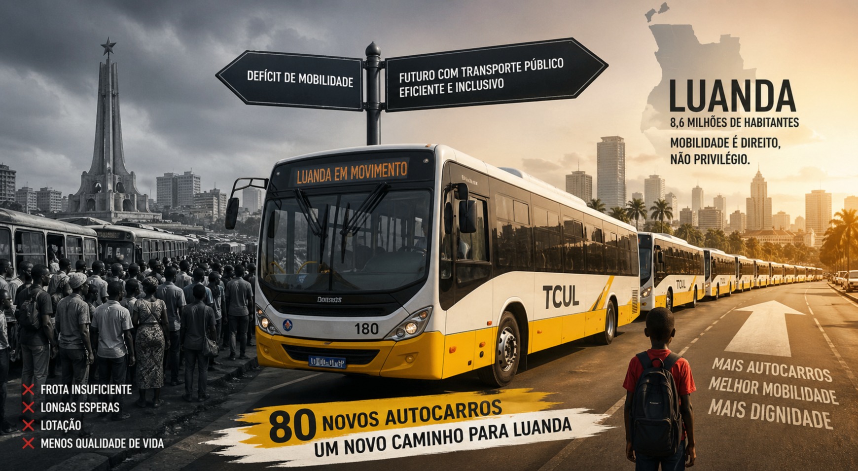Luanda reforça frota da TCUL com 80 novos autocarros, mas mobilidade ...